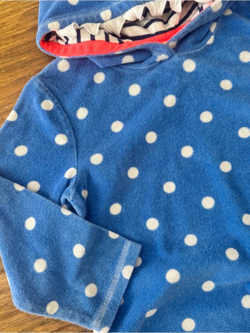 Mini Boden Blue Polka Dot Hooded Shark Swim Coverup size 6/7 - Picture 4 of 9